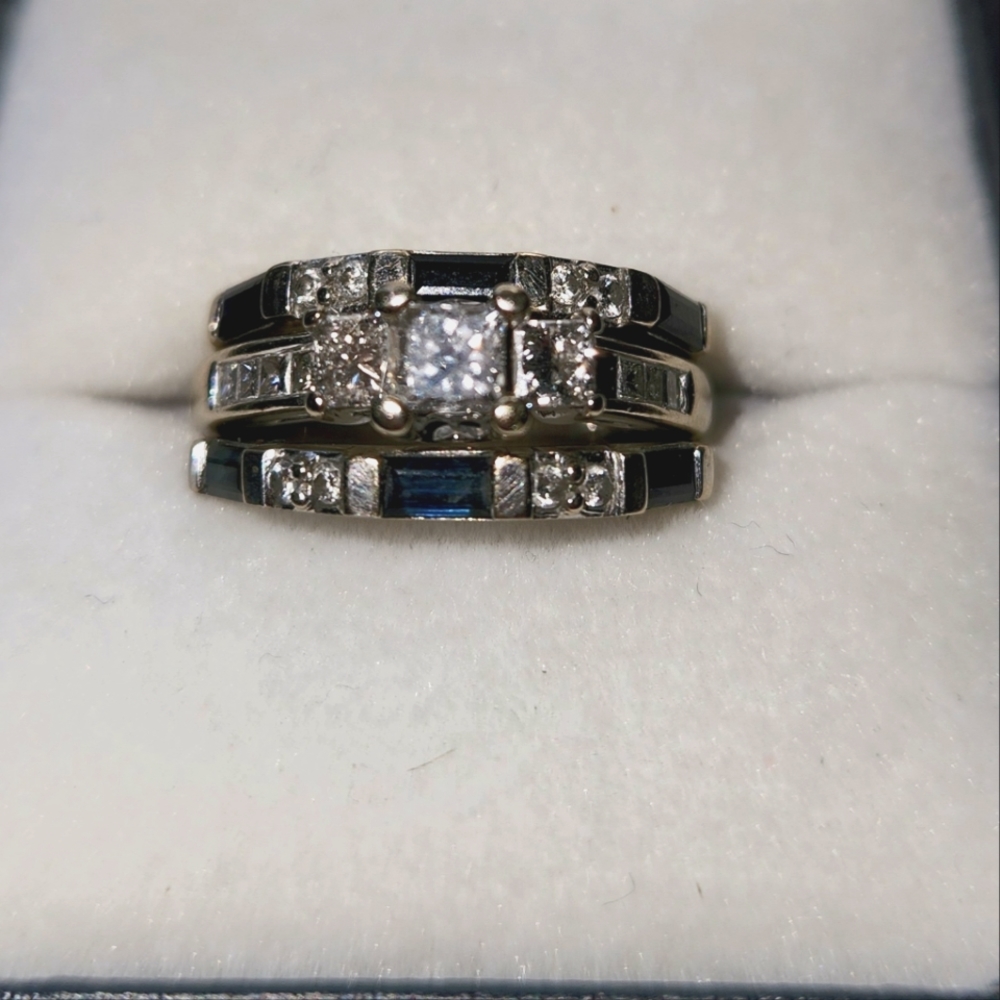 Size 7 engagement and wedding band set.